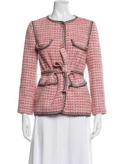 Pre-owned Maje Tweed Pattern Jacket In Metallic/red