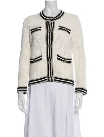 Pre-owned Maje Tweed Pattern Jacket In Metallic/white