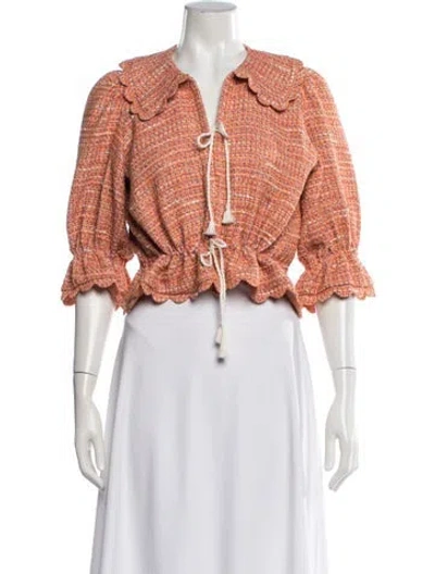 Pre-owned Maje Tweed Pattern Jacket In Orange