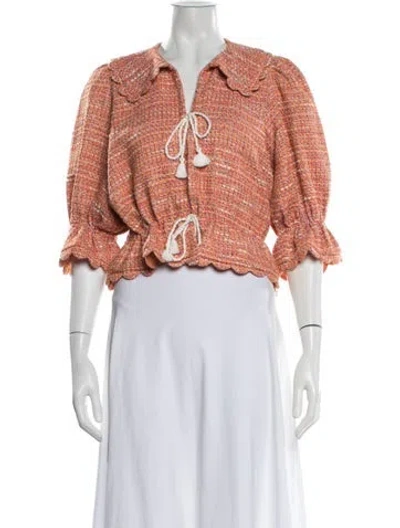 Pre-owned Maje Tweed Pattern Jacket In Orange