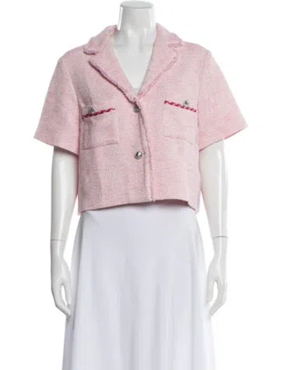 Pre-owned Maje Tweed Pattern Jacket In Pink