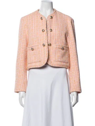 Pre-owned Maje Tweed Pattern Jacket In Pink