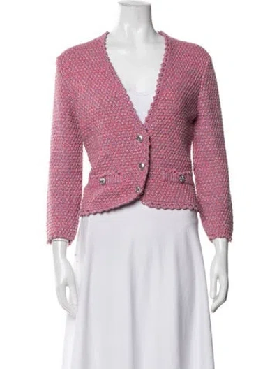 Pre-owned Maje Tweed Pattern Jacket In Pink