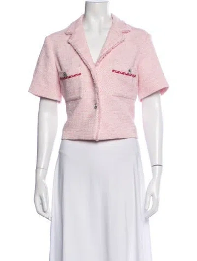 Pre-owned Maje Tweed Pattern Jacket In Pink