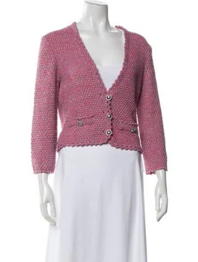 Pre-owned Maje Tweed Pattern Jacket In Pink