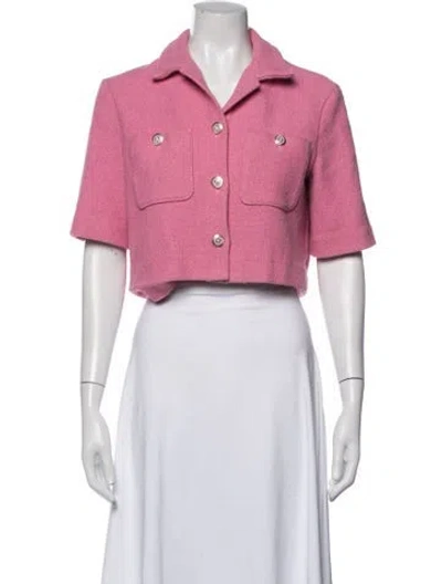 Pre-owned Maje Tweed Pattern Jacket In Pink