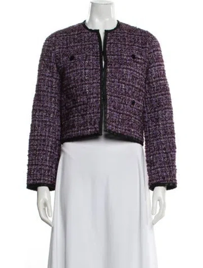 Pre-owned Maje Tweed Pattern Jacket In Purple