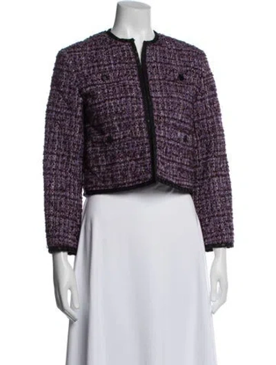 Pre-owned Maje Tweed Pattern Jacket In Purple