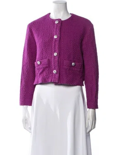 Pre-owned Maje Tweed Pattern Jacket In Purple