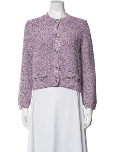 Pre-owned Maje Tweed Pattern Jacket In Purple