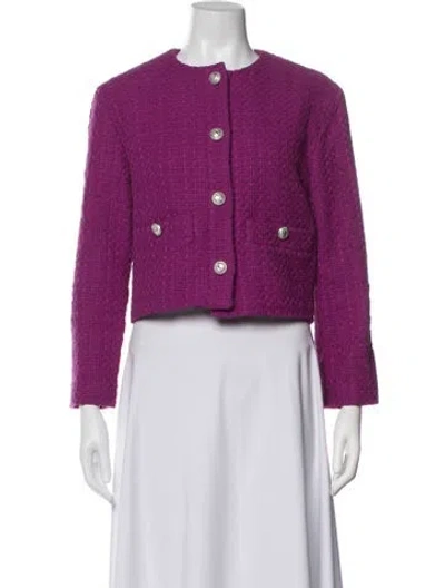 Pre-owned Maje Tweed Pattern Jacket In Purple