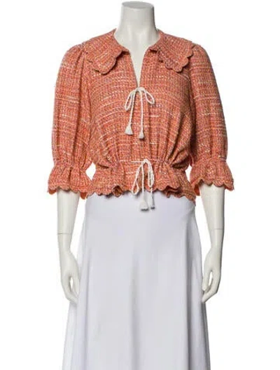 Pre-owned Maje Tweed Pattern Jacket In Red