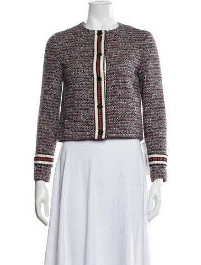 Pre-owned Maje Tweed Pattern Jacket In Red