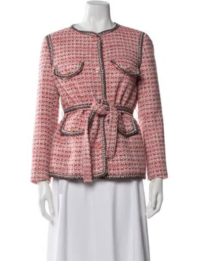 Pre-owned Maje Tweed Pattern Jacket In Red