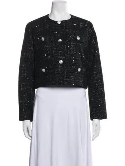 Pre-owned Maje Tweed Pattern Jacket W/ Tags In Black