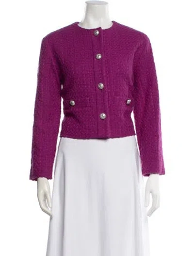 Pre-owned Maje Tweed Pattern Jacket W/ Tags In Purple