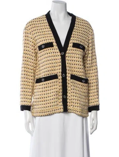 Pre-owned Maje Tweed Pattern Jacket W/ Tags In Yellow