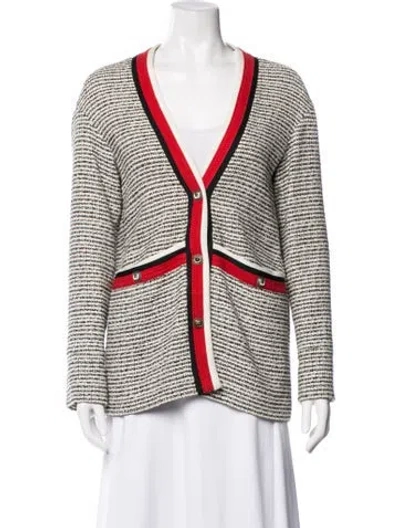 Pre-owned Maje Tweed Pattern Jacket In White