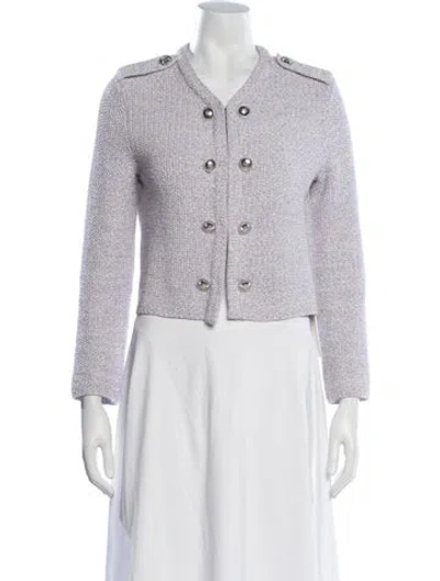 Pre-owned Maje Tweed Pattern Jacket In White