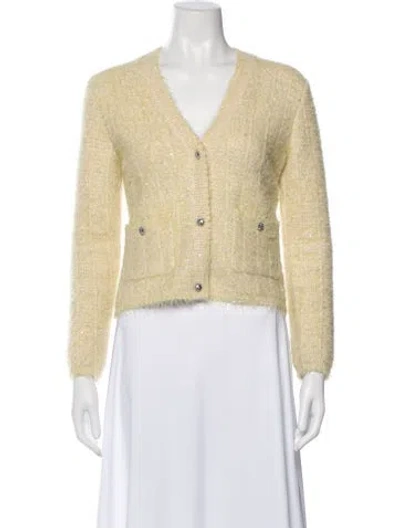 Pre-owned Maje Tweed Pattern Jacket In Yellow