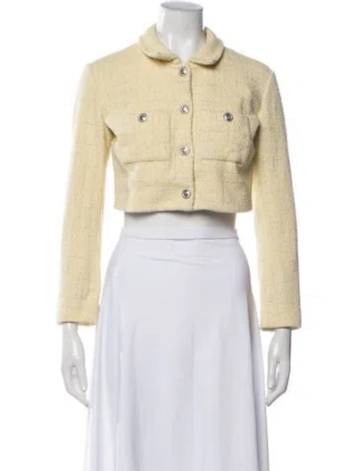 Pre-owned Maje Tweed Pattern Jacket In Yellow