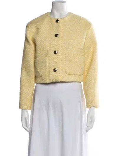 Pre-owned Maje Tweed Pattern Jacket In Yellow