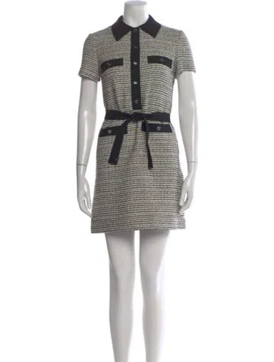 Pre-owned Maje Tweed Pattern Mini Dress In Black