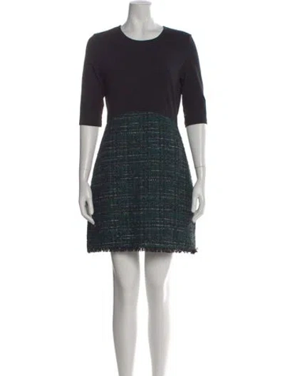 Pre-owned Maje Tweed Pattern Mini Dress In Black