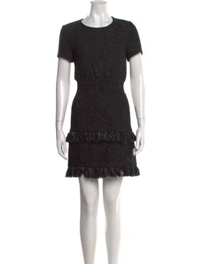 Pre-owned Maje Tweed Pattern Mini Dress In Black