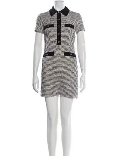 Pre-owned Maje Tweed Pattern Mini Dress In Black