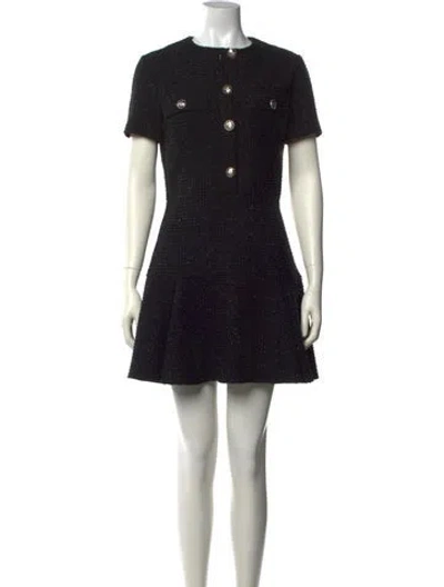Pre-owned Maje Tweed Pattern Mini Dress In Black