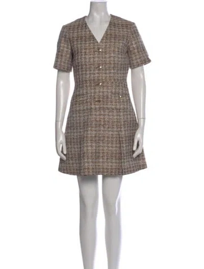Pre-owned Maje Tweed Pattern Mini Dress In Blue