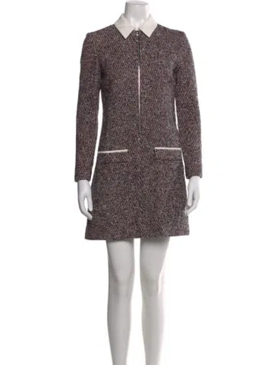 Pre-owned Maje Tweed Pattern Mini Dress In Multi
