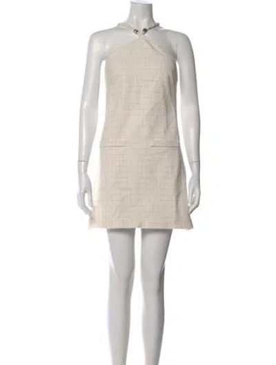 Pre-owned Maje Tweed Pattern Mini Dress In Neutral