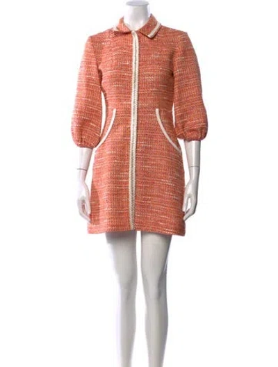 Pre-owned Maje Tweed Pattern Mini Dress In Orange
