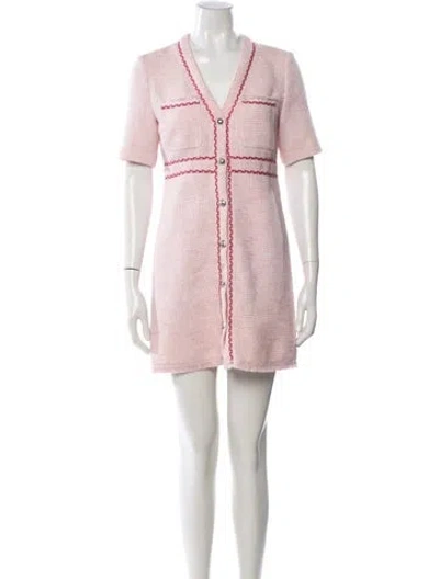 Pre-owned Maje Tweed Pattern Mini Dress In Pink