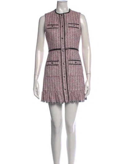 Pre-owned Maje Tweed Pattern Mini Dress In Pink
