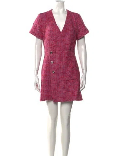 Pre-owned Maje Tweed Pattern Mini Dress In Red