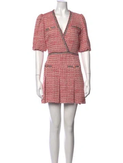 Pre-owned Maje Tweed Pattern Mini Dress In Red