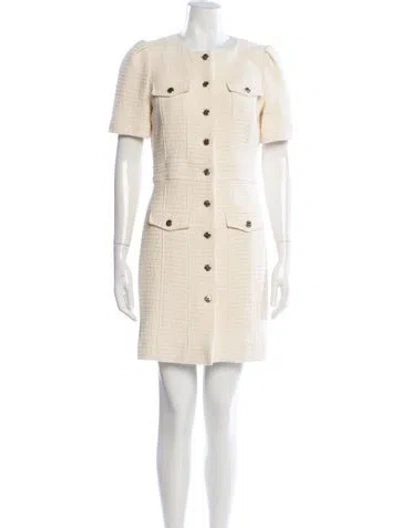 Pre-owned Maje Tweed Pattern Mini Dress W/ Tags In Neutral