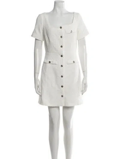 Pre-owned Maje Tweed Pattern Mini Dress In White