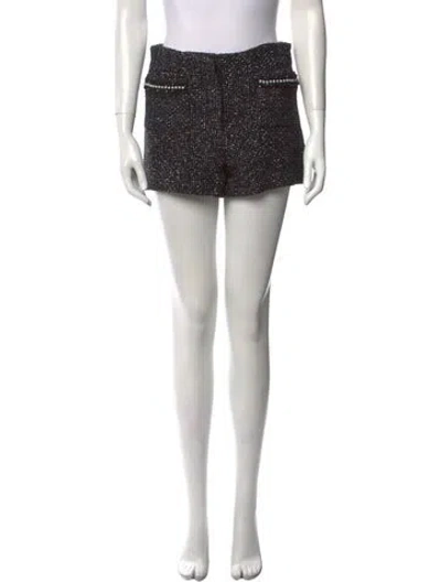 Pre-owned Maje Tweed Pattern Mini Shorts In Black