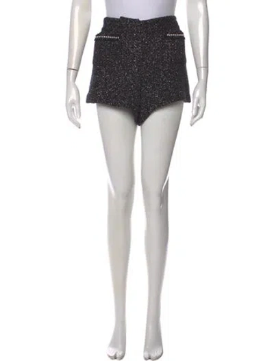 Pre-owned Maje Tweed Pattern Mini Shorts In Black
