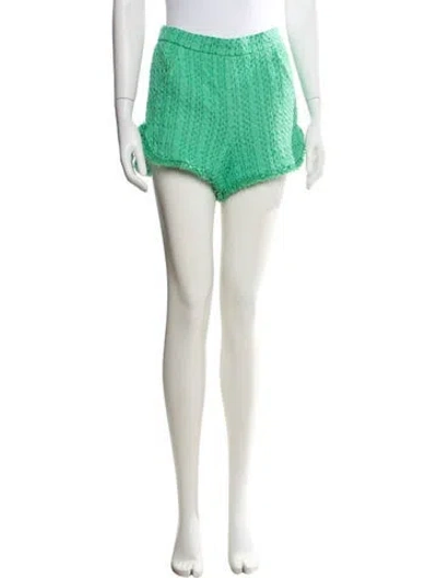 Pre-owned Maje Tweed Pattern Mini Shorts In Green