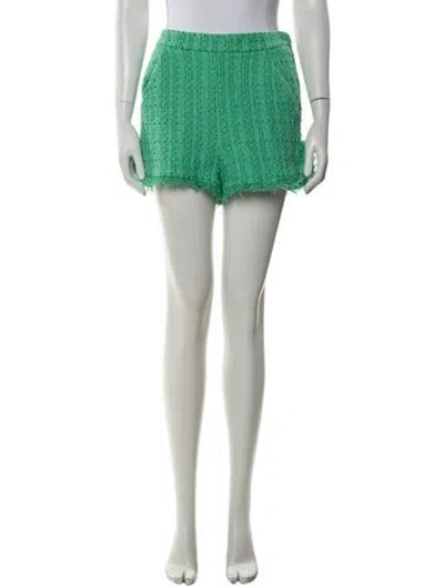 Pre-owned Maje Tweed Pattern Mini Shorts In Green