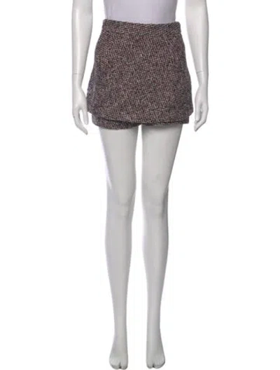 Pre-owned Maje Tweed Pattern Mini Shorts In Multi