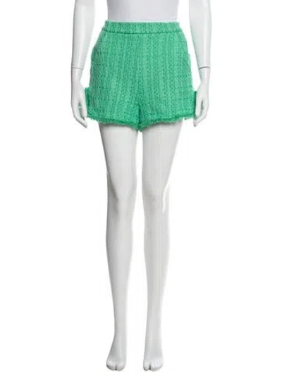 Pre-owned Maje Tweed Pattern Mini Shorts W/ Tags In Green
