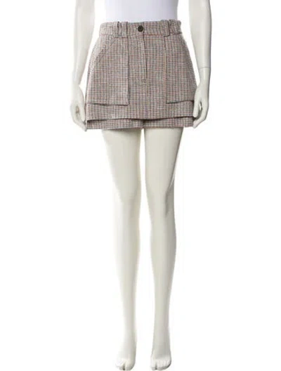 Pre-owned Maje Tweed Pattern Mini Shorts In White