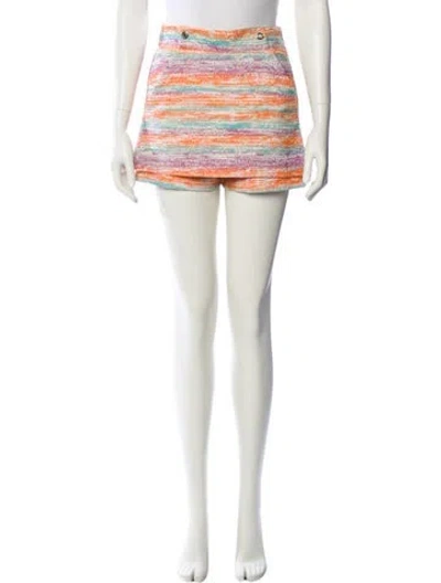 Pre-owned Maje Tweed Pattern Mini Shorts In White