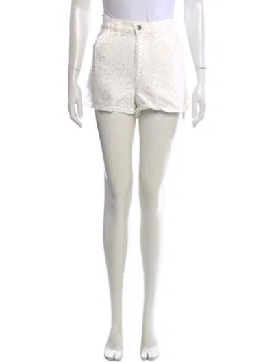 Pre-owned Maje Tweed Pattern Mini Shorts In White